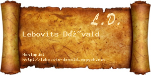 Lebovits Dévald névjegykártya